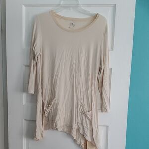 LOGO by Lori Goldstein Beige Asymmetrical Tunic